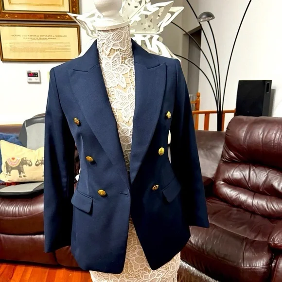 Banana Republic Dark Blue Blazer with Gold Buttons - Picture 3 of 4